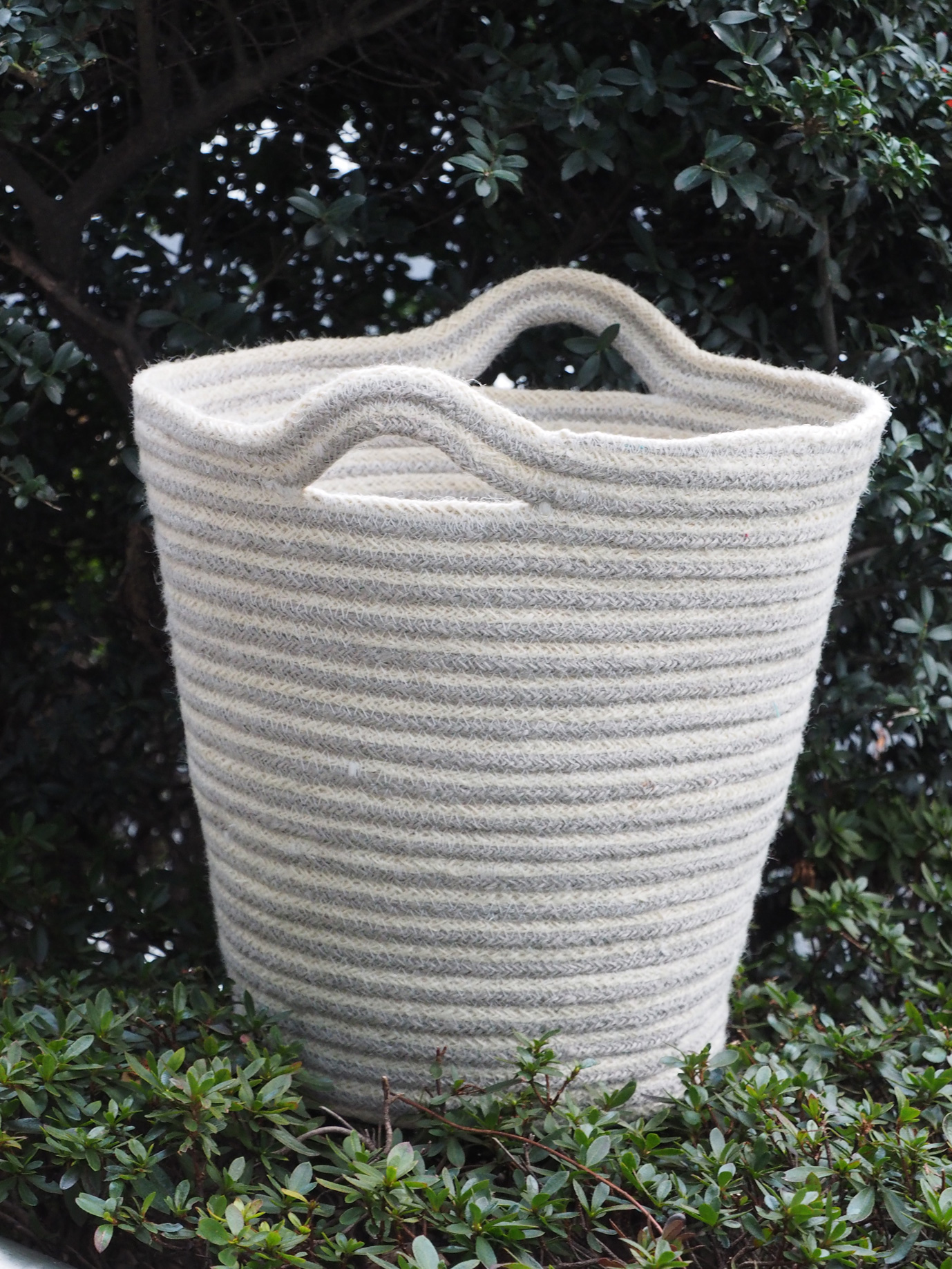 ジュートボーダーバケツ型