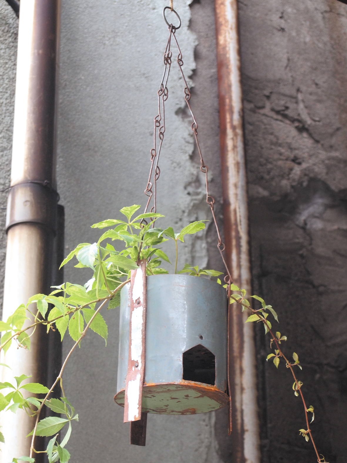 ネパールアイアンハンギングプランター丸新